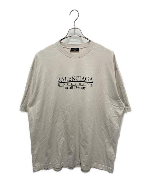 BALENCIAGA（バレンシアガ）BALENCIAGA (バレンシアガ) WORLDWIDEロゴプリントTシャツ ベージュ サイズ:XXLの古着・服飾アイテム