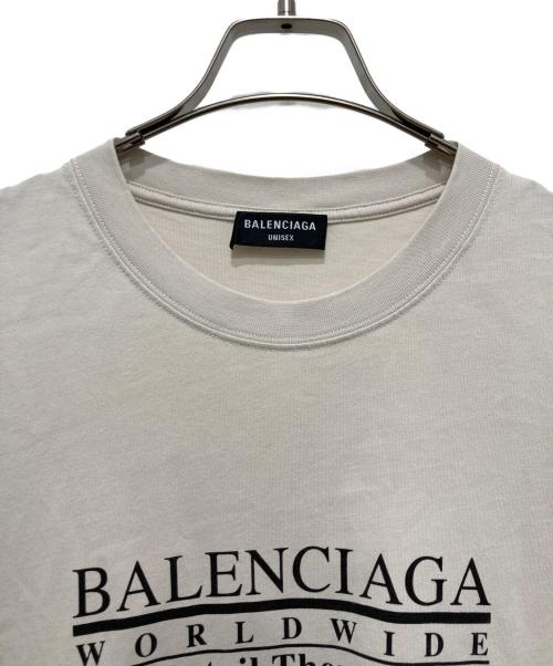 BALENCIAGA（バレンシアガ）BALENCIAGA (バレンシアガ) WORLDWIDEロゴプリントTシャツ ベージュ サイズ:XXLの古着・服飾アイテム