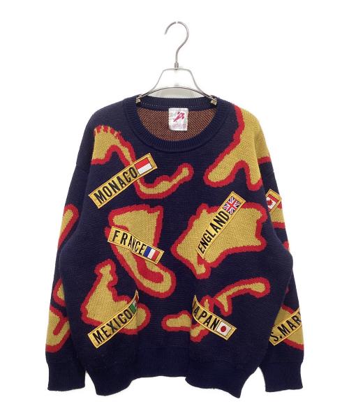 F1 GP（エフワン）F1 GP (エフワン) ウールニット ネイビー サイズ:FREEの古着・服飾アイテム