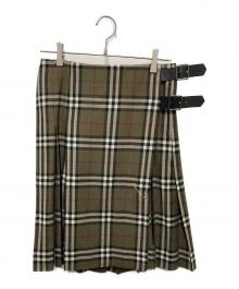 BURBERRY LONDON（バーバリーロンドン）の古着「ウールキルトスカート」｜カーキ