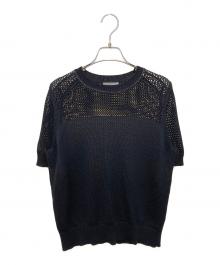 theory luxe（セオリーリュクス）の古着「メッシュコンビネーションショートスリーブセーター」｜ブラック
