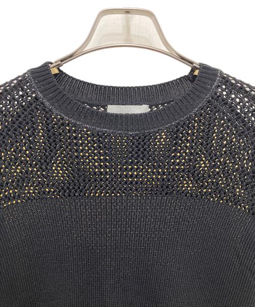 theory luxe（セオリーリュクス）theory luxe (セオリーリュクス) メッシュコンビネーションショートスリーブセーター ブラック サイズ:38の古着・服飾アイテム