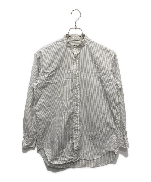 BLAMINK（ブラミンク）BLAMINK (ブラミンク) ストライプバンドカラーシャツ ブルー×ホワイト サイズ:38の古着・服飾アイテム