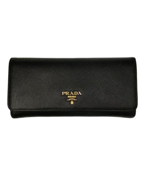 PRADA（プラダ）PRADA (プラダ) サフィアーノロングフラップウォレット ブラックの古着・服飾アイテム
