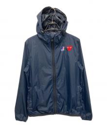 K-WAY×PLAY COMME des GARCONS（ケイウェイ×プレイコムデギャルソン）の古着「ハートワッペンナイロンジャケット」｜ネイビー