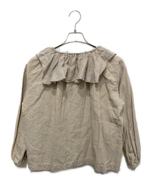 nest Robe（ネストローブ）nest Robe (ネストローブ) ブラックリネンラッフルブラウス ベージュ サイズ:FREEの古着・服飾アイテム