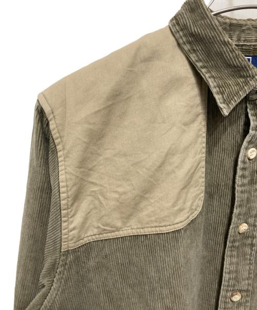 POLO RALPH LAUREN（ポロ・ラルフローレン）POLO RALPH LAUREN (ポロ・ラルフローレン) パッチ加工コーデュロイシャツ カーキ サイズ:Ⅼの古着・服飾アイテム