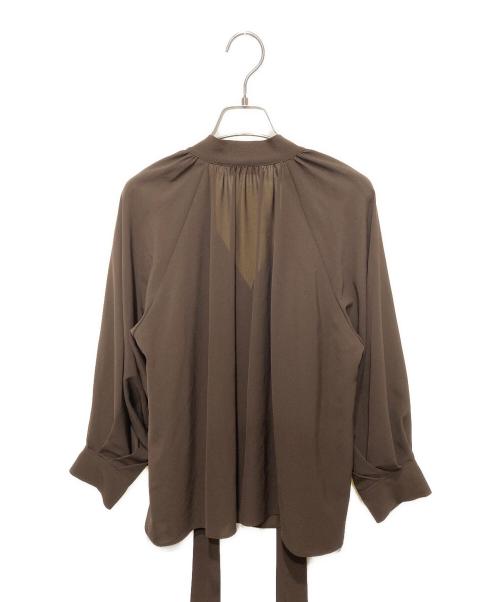 BALLSEY（ボールジィ）BALLSEY (ボールジィ) シアートロピカル ボウタイブラウス ブラウン サイズ:36の古着・服飾アイテム