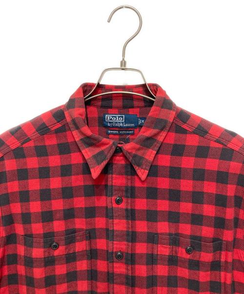POLO RALPH LAUREN（ポロ・ラルフローレン）POLO RALPH LAUREN (ポロ・ラルフローレン) ブロックチェックネルシャツ レッド サイズ:Ⅿの古着・服飾アイテム