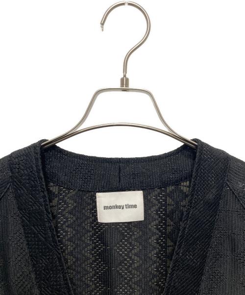 MONKEY TIME（モンキータイム）MONKEY TIME (モンキータイム) RASCHEL LACE V CARDIGAN MONKEY ブラック サイズ:Ⅼの古着・服飾アイテム