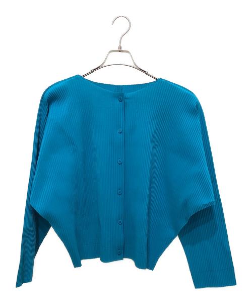me ISSEY MIYAKE（ミーイッセイ ミヤケ）me ISSEY MIYAKE (ミーイッセイ ミヤケ) FINE KNIT PLEATS カーディガン ブルー サイズ:FREEの古着・服飾アイテム