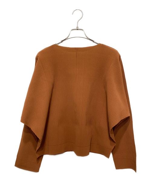 me ISSEY MIYAKE（ミーイッセイ ミヤケ）me ISSEY MIYAKE (ミーイッセイ ミヤケ) FINE KNIT PLEATS カーディガン ブラウン サイズ:FREEの古着・服飾アイテム