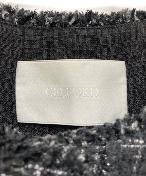 CELFORD（セルフォード）CELFORD (セルフォード) ファンシーツイードペプラムジャケット ブラック サイズ:38の古着・服飾アイテム