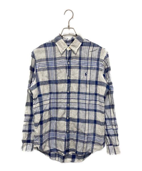 RALPH LAUREN（ラルフローレン）RALPH LAUREN (ラルフローレン) リネンチェックシャツ ホワイト サイズ:Ⅿの古着・服飾アイテム