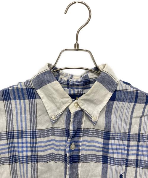 RALPH LAUREN（ラルフローレン）RALPH LAUREN (ラルフローレン) リネンチェックシャツ ホワイト サイズ:Ⅿの古着・服飾アイテム