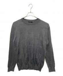 BLACK LABEL CRESTBRIDGE（ブラックレーベル クレストブリッジ）の古着「シャドーチェッククルーネックニット」｜グレー