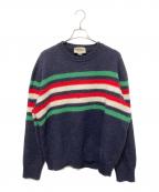 GUCCIグッチ）の古着「ウールアルパカボーダーニット」｜ネイビー