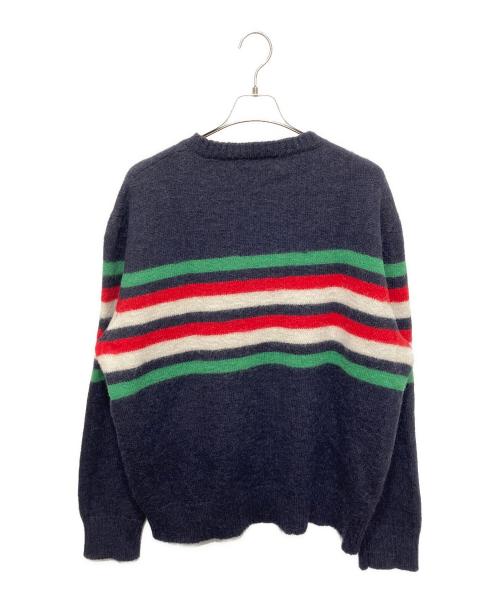 GUCCI（グッチ）GUCCI (グッチ) ウールアルパカボーダーニット ネイビー サイズ:XLの古着・服飾アイテム