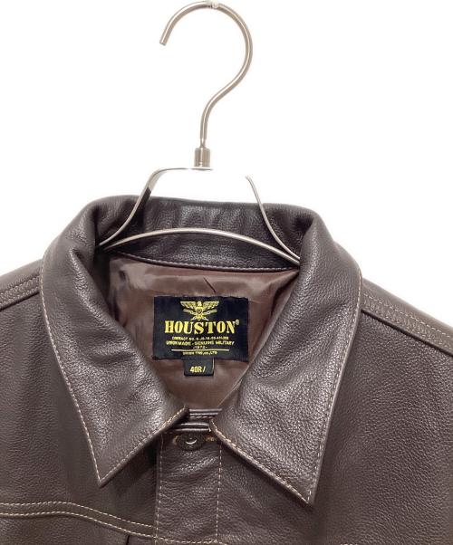 HOUSTON（ヒューストン）HOUSTON (ヒューストン) カウレザートラックジャケット ブラウン サイズ:40Rの古着・服飾アイテム