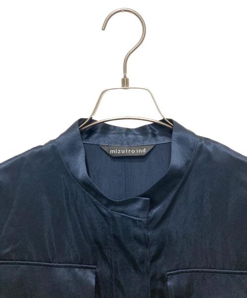 mizuiro-ind（ミズイロインド）mizuiro-ind (ミズイロインド) サテンワークシャツ ネイビー サイズ:FREEの古着・服飾アイテム