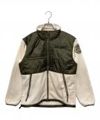 AVIREXアヴィレックス）の古着「QUILT COMBI FLEECE JACKET／キルト コンビ フリース ジャケット」｜ホワイト×カーキ