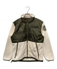 AVIREX（アヴィレックス）の古着「QUILT COMBI FLEECE JACKET／キルト コンビ フリース ジャケット」｜ホワイト×カーキ