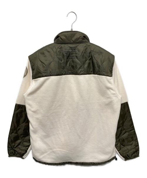 AVIREX（アヴィレックス）AVIREX (アヴィレックス) QUILT COMBI FLEECE JACKET／キルト コンビ フリース ジャケット ホワイト×カーキ サイズ:Ⅼの古着・服飾アイテム