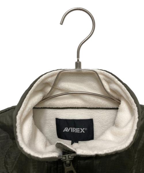 AVIREX（アヴィレックス）AVIREX (アヴィレックス) QUILT COMBI FLEECE JACKET／キルト コンビ フリース ジャケット ホワイト×カーキ サイズ:Ⅼの古着・服飾アイテム