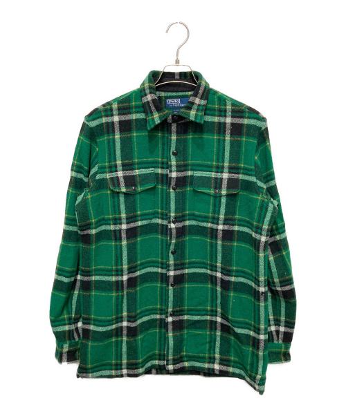 POLO RALPH LAUREN（ポロ・ラルフローレン）POLO RALPH LAUREN (ポロ・ラルフローレン) ウールブレンドチェックシャツ グリーン サイズ:Ⅿの古着・服飾アイテム