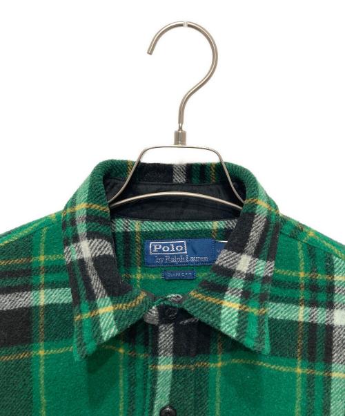 POLO RALPH LAUREN（ポロ・ラルフローレン）POLO RALPH LAUREN (ポロ・ラルフローレン) ウールブレンドチェックシャツ グリーン サイズ:Ⅿの古着・服飾アイテム