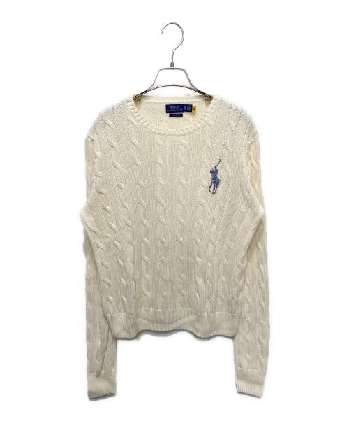 POLO RALPH LAUREN（ポロ・ラルフローレン）POLO RALPH LAUREN (ポロ・ラルフローレン) ビーデッドポニーケーブルニット アイボリー サイズ:XLの古着・服飾アイテム