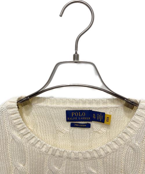 POLO RALPH LAUREN（ポロ・ラルフローレン）POLO RALPH LAUREN (ポロ・ラルフローレン) ビーデッドポニーケーブルニット アイボリー サイズ:XLの古着・服飾アイテム