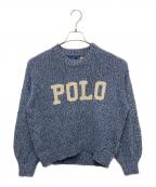POLO RALPH LAURENポロ・ラルフローレン）の古着「ロゴコットンクルーネックニット」｜ネイビー