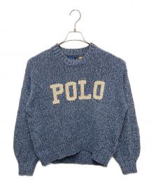 POLO RALPH LAUREN（ポロ・ラルフローレン）の古着「ロゴコットンクルーネックニット」｜ネイビー