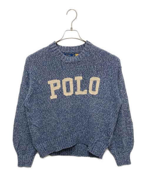 POLO RALPH LAUREN（ポロ・ラルフローレン）POLO RALPH LAUREN (ポロ・ラルフローレン) ロゴコットンクルーネックニット ネイビー サイズ:Ⅼの古着・服飾アイテム