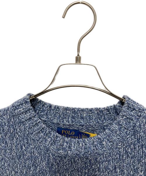 POLO RALPH LAUREN（ポロ・ラルフローレン）POLO RALPH LAUREN (ポロ・ラルフローレン) ロゴコットンクルーネックニット ネイビー サイズ:Ⅼの古着・服飾アイテム