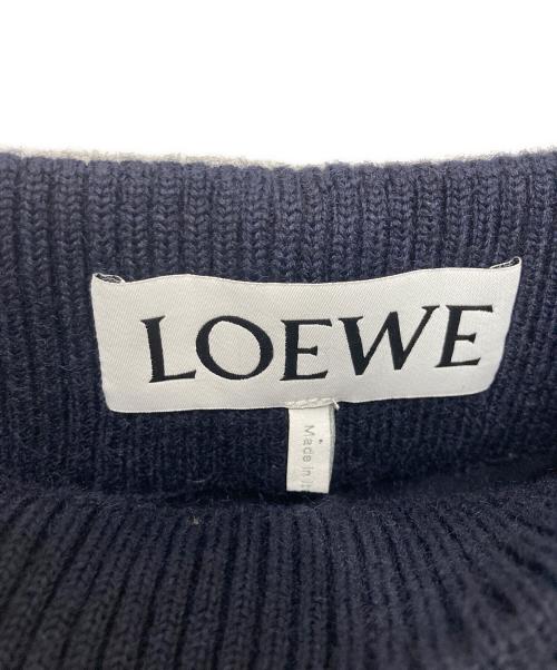 LOEWE（ロエベ）LOEWE (ロエベ) バックアナグラムパッチ リブウェスト スラックスパンツ ネイビー サイズ:46の古着・服飾アイテム