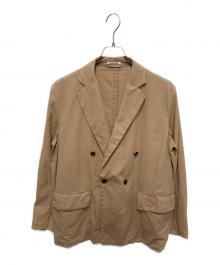 AURALEE（オーラリー）の古着「HARD TWIST GABARDINE DOUBLE-BREASTED JACKET / ハード・ツイスト・ギャバジン・ダブルブレスト・ジャケット」｜ベージュ