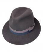 Yohji Yamamoto pour hommeヨウジヤマモト プールオム）の古着「2トーンリボン中折れウールフェドラハット」｜グレー