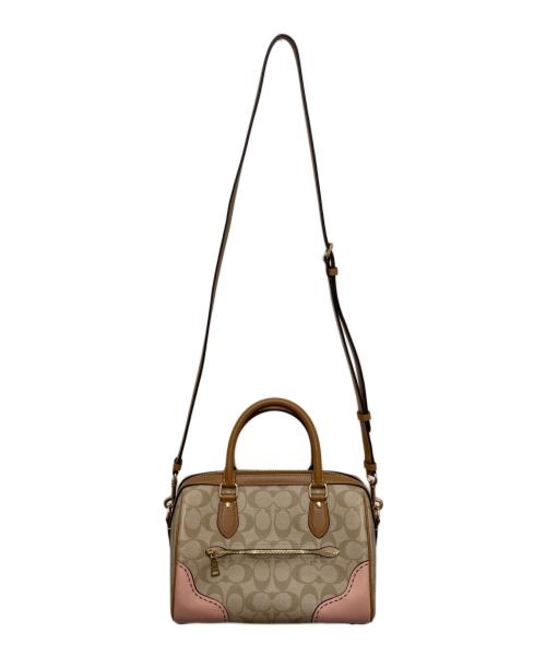COACH（コーチ）COACH (コーチ) ローワン サッチェル トロンプルイユ プリント2WAYバッグ ベージュの古着・服飾アイテム