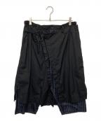 Yohji Yamamoto pour hommeヨウジヤマモト プールオム）の古着「ストライプキュプラ イージー クロップド ラップパンツ」｜ブラック