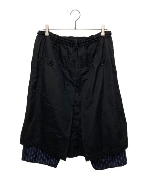 Yohji Yamamoto pour homme（ヨウジヤマモト プールオム）Yohji Yamamoto pour homme (ヨウジヤマモト プールオム) ストライプキュプラ イージー クロップド ラップパンツ ブラック サイズ:2の古着・服飾アイテム