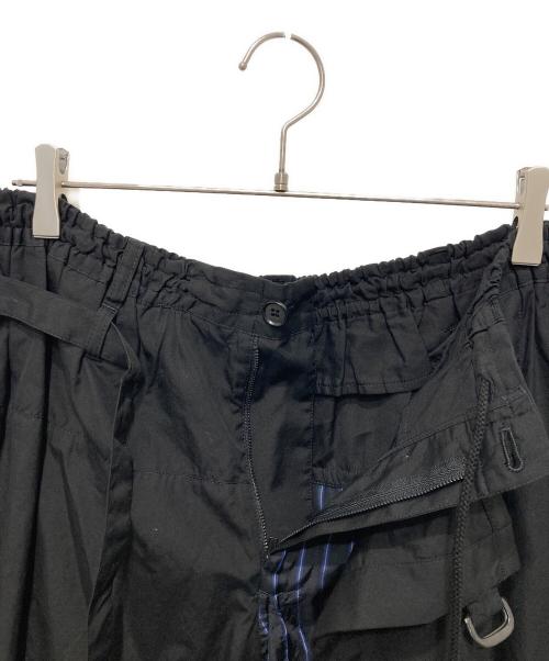 Yohji Yamamoto pour homme（ヨウジヤマモト プールオム）Yohji Yamamoto pour homme (ヨウジヤマモト プールオム) ストライプキュプラ イージー クロップド ラップパンツ ブラック サイズ:2の古着・服飾アイテム