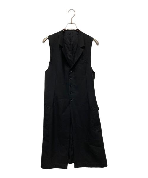 GROUND Y（グラウンドワイ）GROUND Y (グラウンドワイ) ギャバジン シングルロングベスト ブラック サイズ:３の古着・服飾アイテム