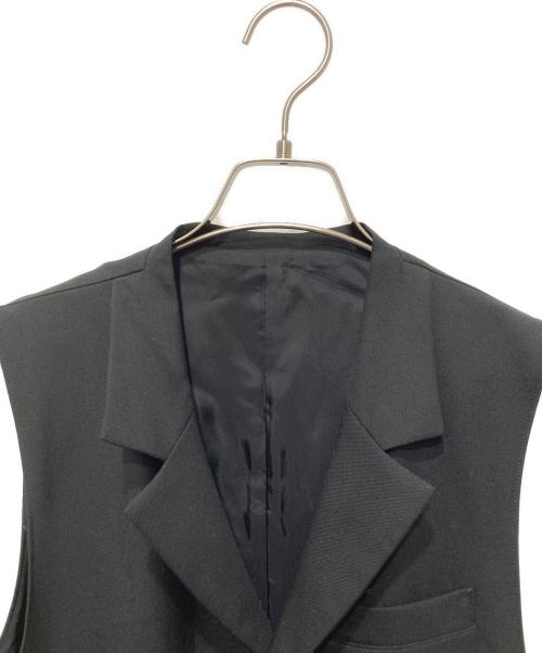 GROUND Y（グラウンドワイ）GROUND Y (グラウンドワイ) ギャバジン シングルロングベスト ブラック サイズ:３の古着・服飾アイテム