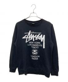 stussy（ステューシー）の古着「ワールドツアープリントスウェット」｜ブラック