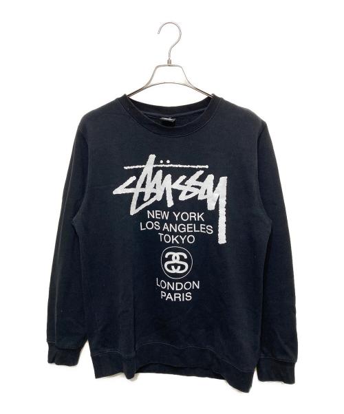 stussy（ステューシー）stussy (ステューシー) ワールドツアープリントスウェット ブラック サイズ:Ⅿの古着・服飾アイテム