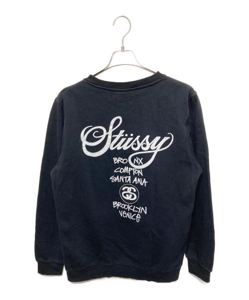 stussy（ステューシー）stussy (ステューシー) ワールドツアープリントスウェット ブラック サイズ:Ⅿの古着・服飾アイテム