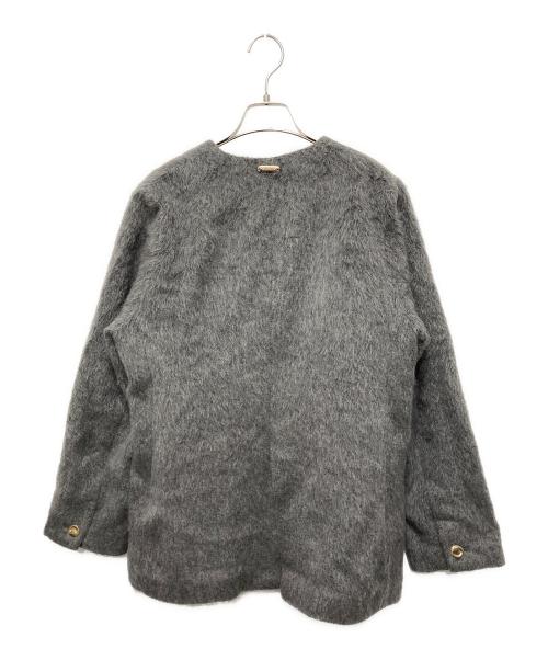 Aimeine（エメイン）Aimeine (エメイン) ノーカラー シャギー ジャケット グレー サイズ:Ⅿの古着・服飾アイテム