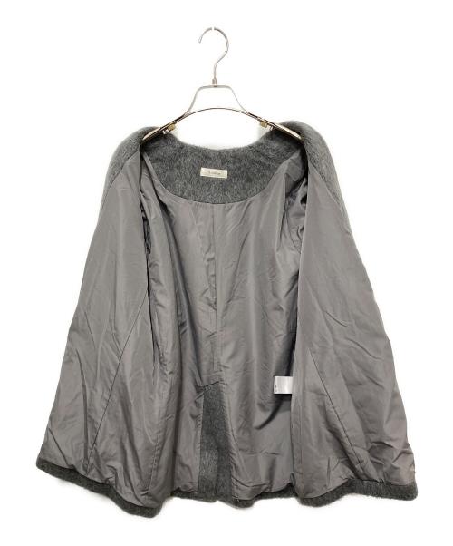 Aimeine（エメイン）Aimeine (エメイン) ノーカラー シャギー ジャケット グレー サイズ:Ⅿの古着・服飾アイテム